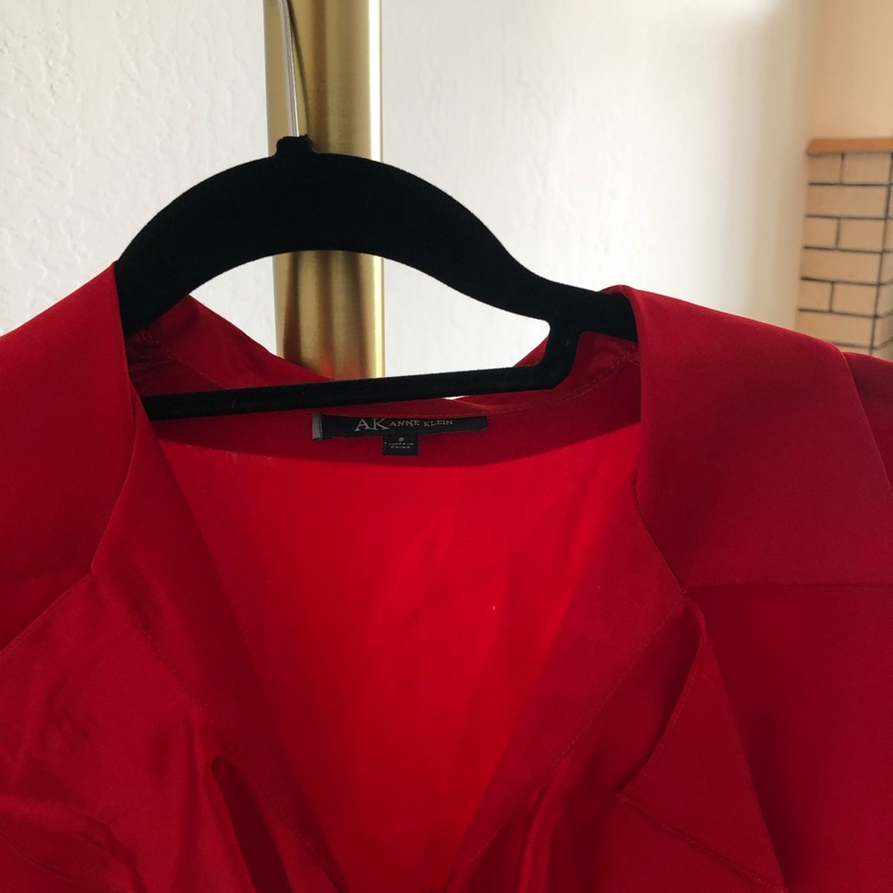 Anne Klein frilly red blouse